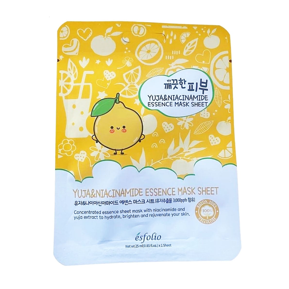 Тканинна маска для обличчя Esfolio Uja &amp; Niacinamide Essence Mask Sheet з екстрактом юдзу та ніацинамідом, 25 мл
